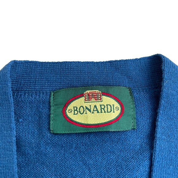 BONARDI (Italy) Stocking Stitch Wool Blend Welt Pocket Cardigan : M - Picture 4 of 5